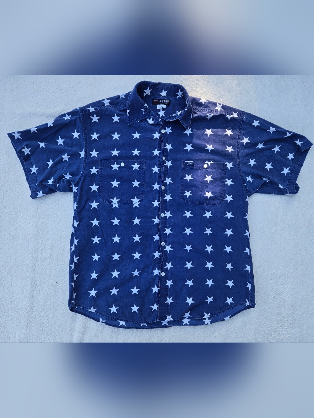Vintage Guess 90s All-Over Star Print Button-Down Shirt Sz L
